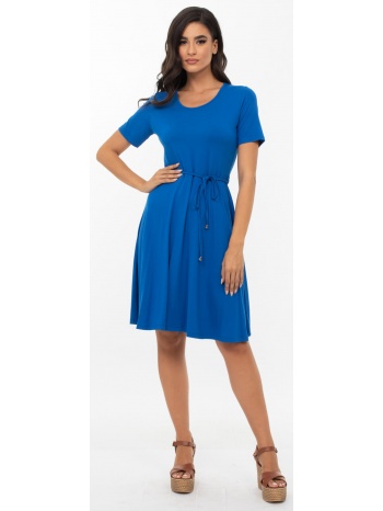 φορεμα βισκοζ ελαστικο με ζωνη μπλε ρουα μπλε ρουα σε προσφορά