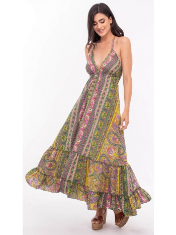 φορεμα boho λαχουρ με δεσιμο στην πλατη multicolor σε προσφορά