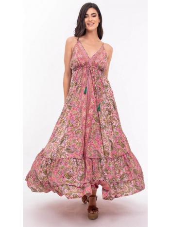 φορεμα boho floral λαχουρ ροζ multicolor σε προσφορά