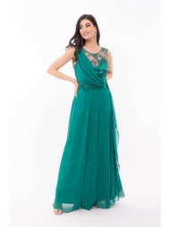 φορεμα plus size μακρυ με δαντελα στο μπουστο πρασινο