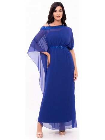 φορεμα μακρυ μουσελινα με παγιετα μπλε ρουα μπλε ρουα σε προσφορά
