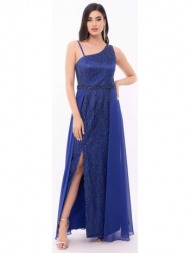 φορεμα plus size μονοπλευρο glitter μπλε ρουα