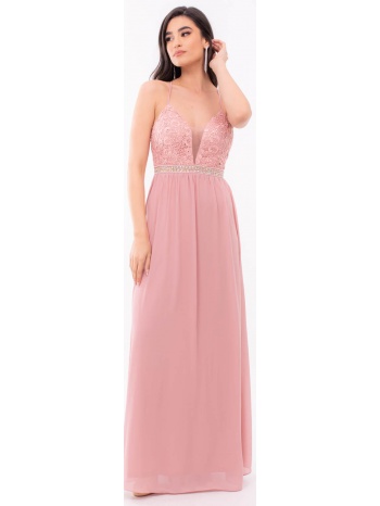 φορεμα μακρυ εξωπλατο μουσελινα ροζ ροζ σε προσφορά