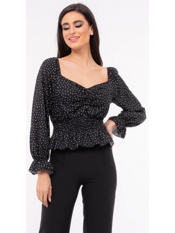 μπλουζα πουα με λαστιχο κατω απο το μπουστο μαυρο σε προσφορά