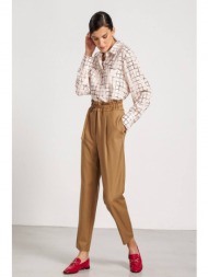 παντελονι ψηλομεσο με πιετες καμηλο καμηλο