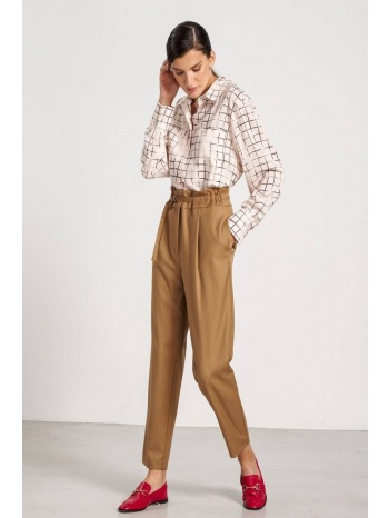 παντελονι ψηλομεσο με πιετες καμηλο καμηλο σε προσφορά