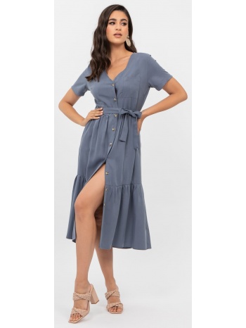 φορεμα σεμιζιε με βολαν μπλε σε προσφορά