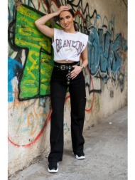 παντελονι jean φαρδυ με σκισιματα t236 μαυρο