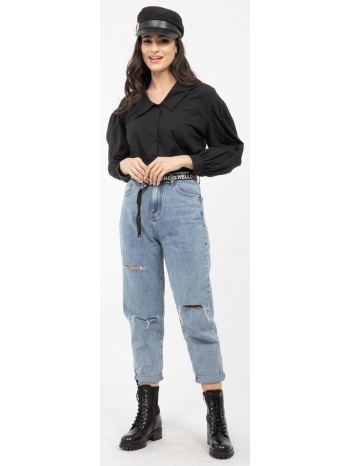 πουκαμισο με balloon μανικια 3587m μαυρο σε προσφορά