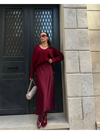 myla γυναικεία maxi σατεν φούστα μπορντό 100% πολυεστερ σε προσφορά