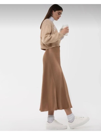 myla γυναικεία μιντι σατεν φούστα καμελ 100% πολυεστερ σε προσφορά