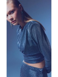 vicollo γυναίκεια μπλούζα μακρύ μανική με γλιτερ γκρι 100% πολυεστερ