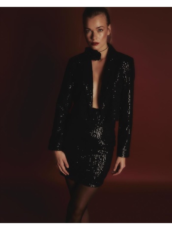 nelly μινι γυναικεία φούστα με παγιέτες 100% πολυεστερ