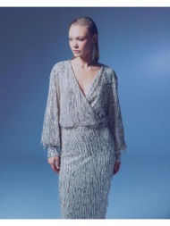 arinna γυναίκεια φούστα midi με κρόσσια ζαχαρι 100% πολυεστερ