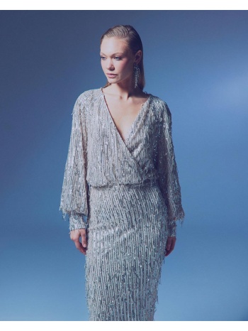 arinna γυναίκεια φούστα midi με κρόσσια ζαχαρι 100% σε προσφορά