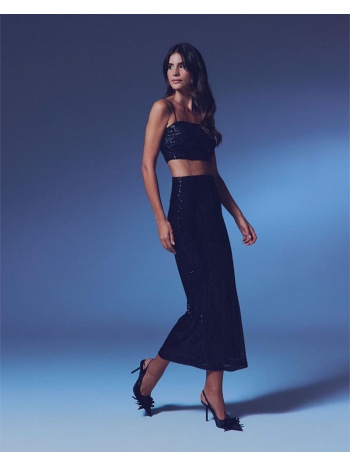 nelly γυναίκεια μακρύ φούστα μαύρο 100% πολυεστερ