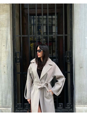 chloe γυναικείο παλτό ψαροκόκαλο εκρου/μπεζ και λεπτομέρεια σε προσφορά