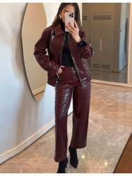 gloria γυναικείο κροκό παντελόνι μπορντό +amp; μαύρο 100% πολυουρεθάνη