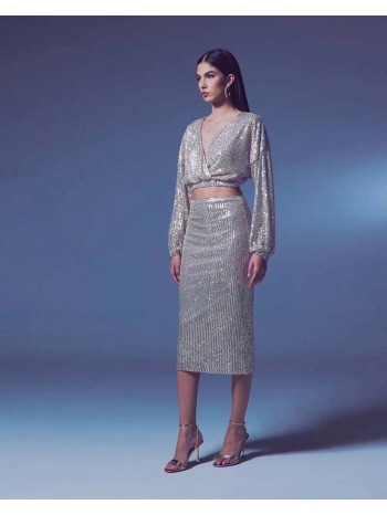 nelly γυναίκεια midi φούστα μπεζ 100% πολυεστερ