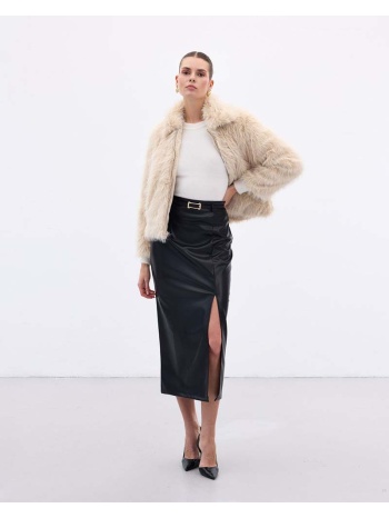 puls γυναίκεια δερματίνη midi φούστα μαύρο 100% πολυεστερ σε προσφορά