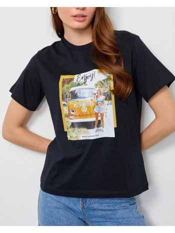 γυναικείο t-shirt με σχέδιο enjoy-μαύρο σε προσφορά