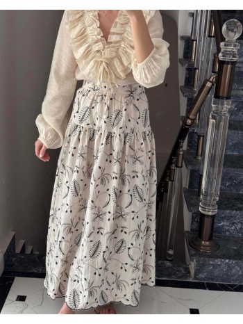 siera γυναικεία κιπούρ φούστα με φλοράλ σχέδιο