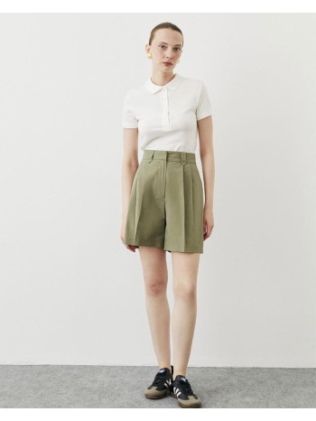 evita γυναίκεια βερμούδα ψηλόμεσο σε ισια γραμμή (χακί)
