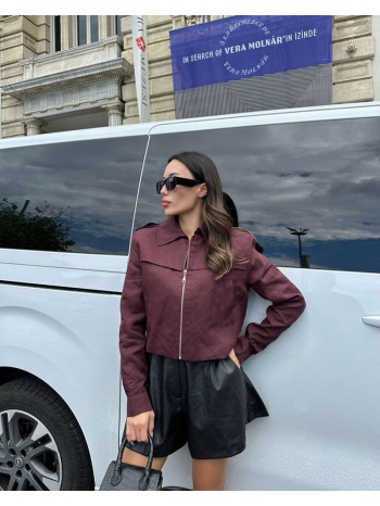 valka γυναίκειο crop τζακετ μπορντό