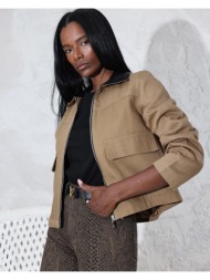 naika γυναικείo τζακετ κοντο με δερματίνη γιακά