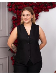 yuma γυναίκειο γιλέκο με κουμπιά μαύρο big size