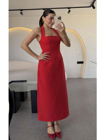 eliza μίντι γυναικείο φόρεμα κόκκινο