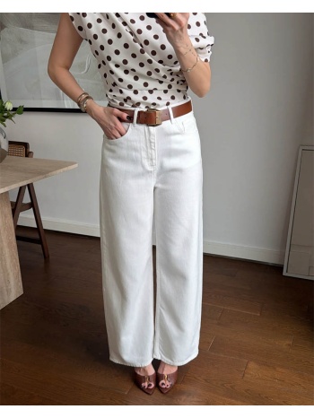 audrey γυναικείο λευκο jean με ίσιο μπατζάκι