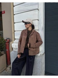 domina γυναικείο μπουφάν σουέτ ανοιχτό καφέ