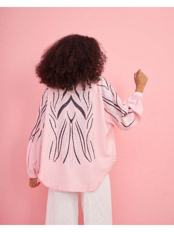 aerin γυναικείο πουκάμισο με κεντήματα ροζ 100% βισκόζη σε προσφορά