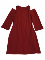 salsu γυναικείο φόρεμα με ανοιχτούς ώμους 100% πολυεστερ