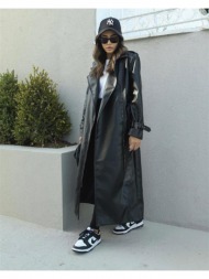 ourea γυναικείο παλτό από δερμάτινη μαύρο 100% πολυουρεθάνη