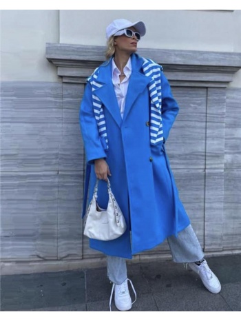 aruru γυναικείο παλτό μπλε 22% βαμβάκι, 78% μαλλί