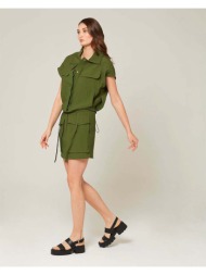 ruby γυναίκειο σετ με φούστα +amp; πουκάμισο χακί 100% πολυαμίδη
