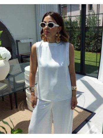 tegan γυναικείο σετ σατέν παντελόνι με αμάνικη μπλούζα σε προσφορά