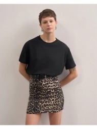 agnes γυναικεία μινι φούστα (λεοπάρ) 100% βαμβακέρο