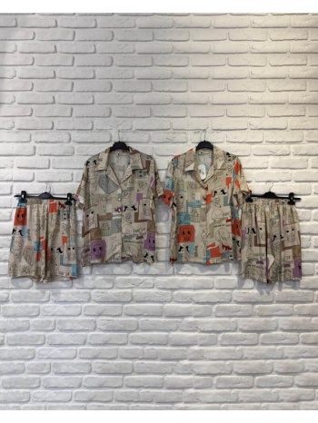 γυναικείες πιτζάμες με κινούμενα σχέδια 100% βισκόζη