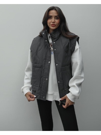 alexie γυναίκειο καπιτονέ αμάνικο μπουφάν γκρι 100% σε προσφορά