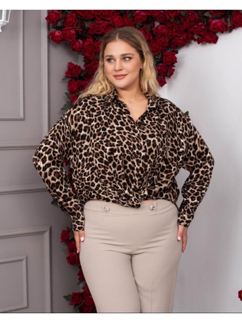 ivanka γυναικειο πουκαμισο λεοπαρ big size 30% πολυεστέρ σε προσφορά