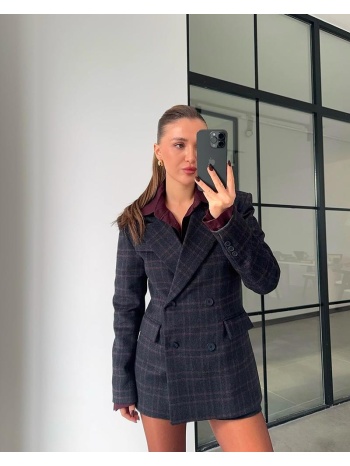 touni γυναικείο σταυρωτό σακάκι καρό 40%πολυεστερ, 60% μαλλί σε προσφορά