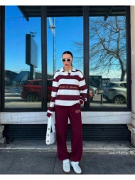 houston γυναικείο σετ φορμας μπορντο 100% βαμβακέρο