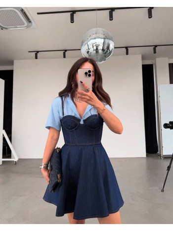 voila γυναικείο τζιν μίνι φόρεμα με τιράντα 37% ναυλον, 55% σε προσφορά