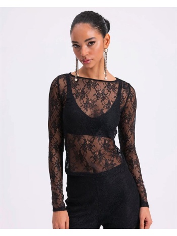 teddy γυναικεία μπλούζα δαντέλα μαύρο 100% πολυαμίδη σε προσφορά