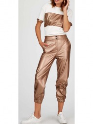 γυναικείο παντελόνι jogger με υφή δέρματος 100% δερματίνη