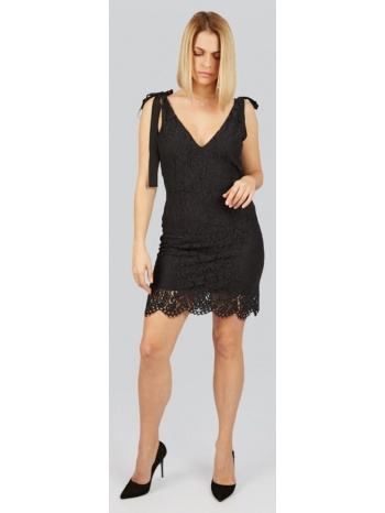 γυναικείο φόρεμα με δαντέλα μαύρο 50% βαμβακερό σε προσφορά