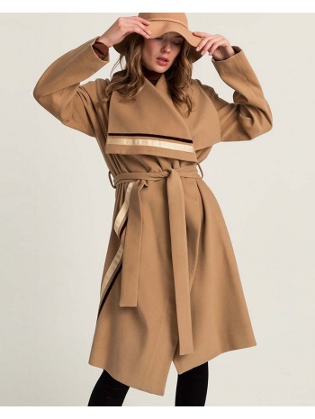 γυναικείο παλτό oversized με απλικέ μπεζ 62% πολυεστερ σε προσφορά